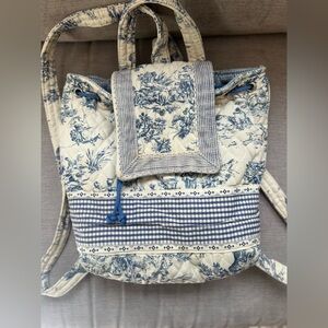 Floral Blue and Cream Backpack